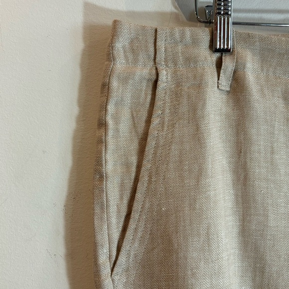LE CHATEAU Sz 35 Pants 100% Linen Straight Leg Zipper Pockets Unlined Trousers - Picture 2 of 8